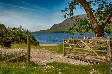 Fototapeta na wymiar A gate to the lake in Cumbria the English Lake District UK