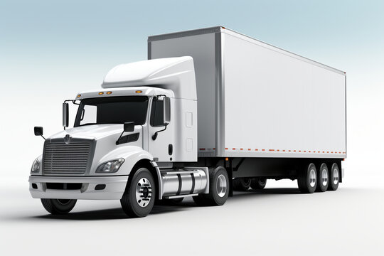 box truck with trailer 3D Illustration