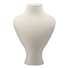 Necklace display on isolated on transparent background. White color jewelry necklace stand, empty, png isolated background.