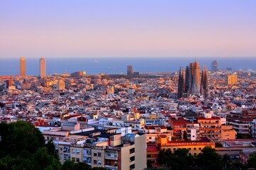 Barcelona afternoon cityscape - obrazy, fototapety, plakaty