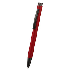 Ballpoint pen isolated on white background, elegant pen in red. With clipping path.