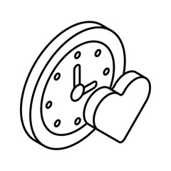 Amazing icon of clock with heart denoting concept vector of romance time