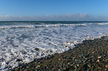 coast beach waves shore of the Mediterranean sea in winter in Cyprus 10