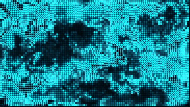 4K 3d rendering Abstract digital technology glow blue grid line distort mosaic tile pattern loop motion abstract technology background. Twinkling small blinking shining squared with flicker electrical