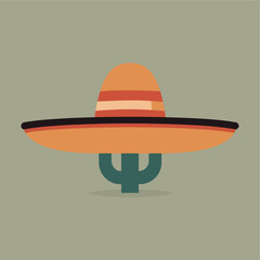 mexican hat sombrero flat icon illustration