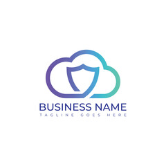 Modern Cloud security logo design vector