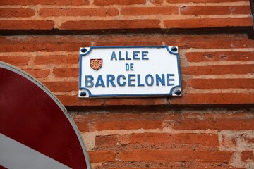 Street name sign in Toulouse, France