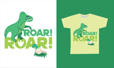 Dinosaur Vector. Cute dinosaur vectors, roar, pattern. Tshirt design