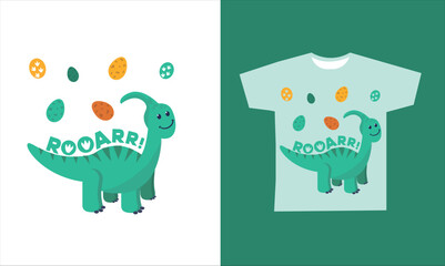 Dinosaur Vector. Cute dinosaur vectors, roar, pattern. Tshirt design