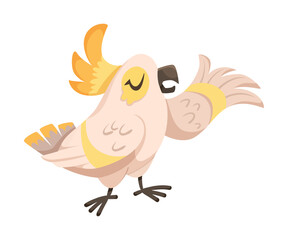 Cute Bird with Feathers Singing Song Vector Illustration