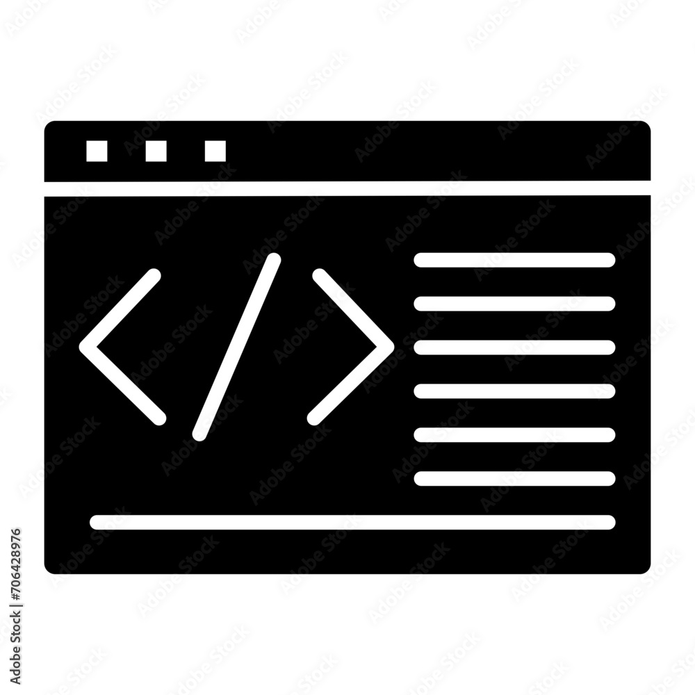 Wall mural css code icon of coding and development iconset.