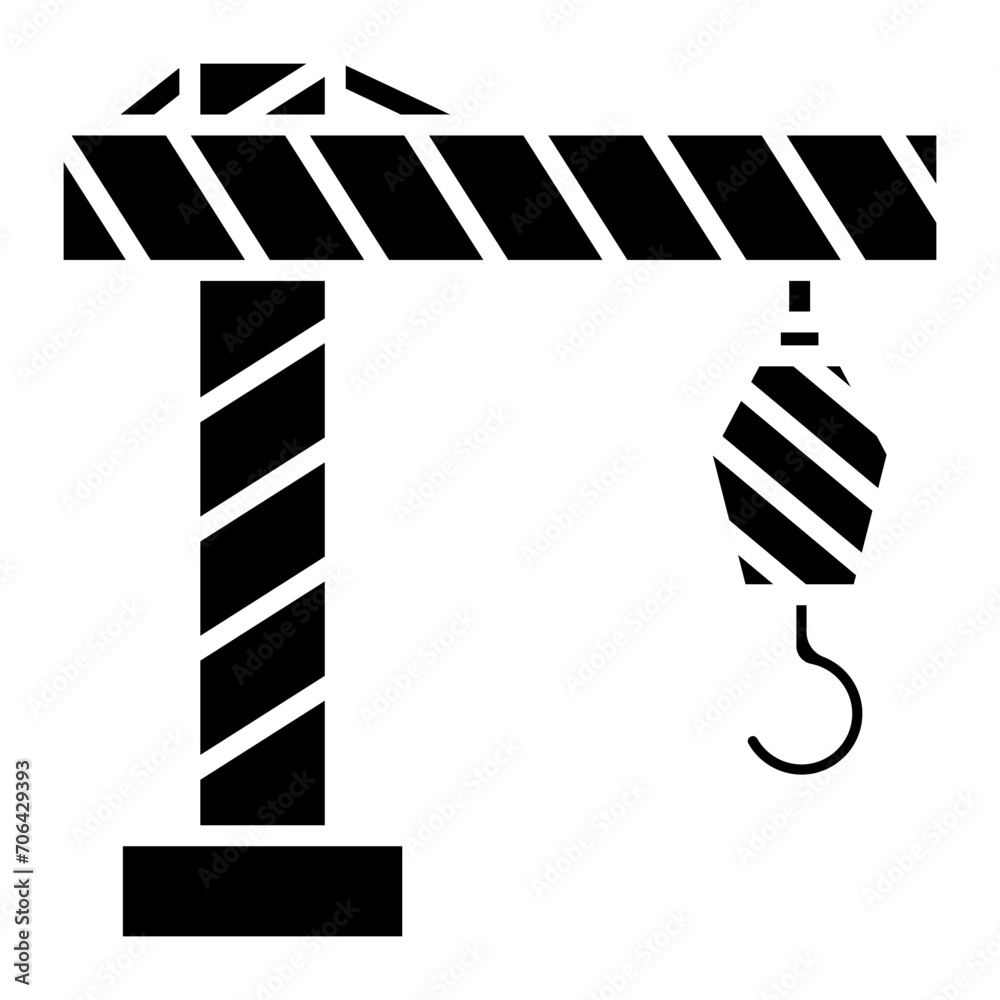 Wall mural tower crane icon of construction tools iconset.