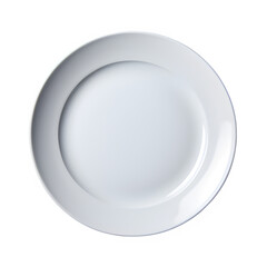 top view  white ceramic plate isolated on transparent background ,generative ai