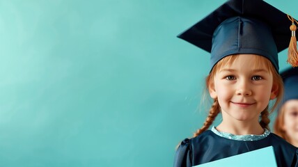 Young girl in graduation cap smiling with a diploma, feeling proud