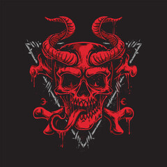 red demon skull with horn