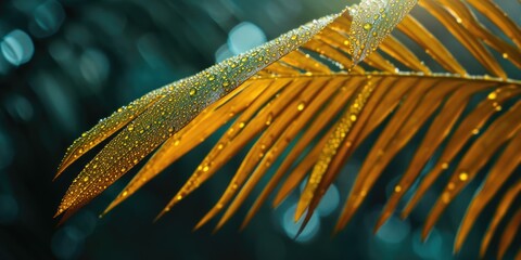 A detailed view of a leaf with glistening water droplets. Perfect for nature or macro photography projects