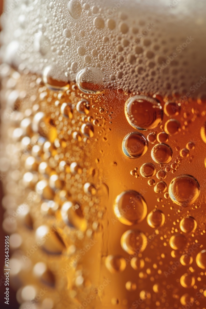 Poster a detailed view of a glass filled with beer. perfect for showcasing the rich color and refreshing ap