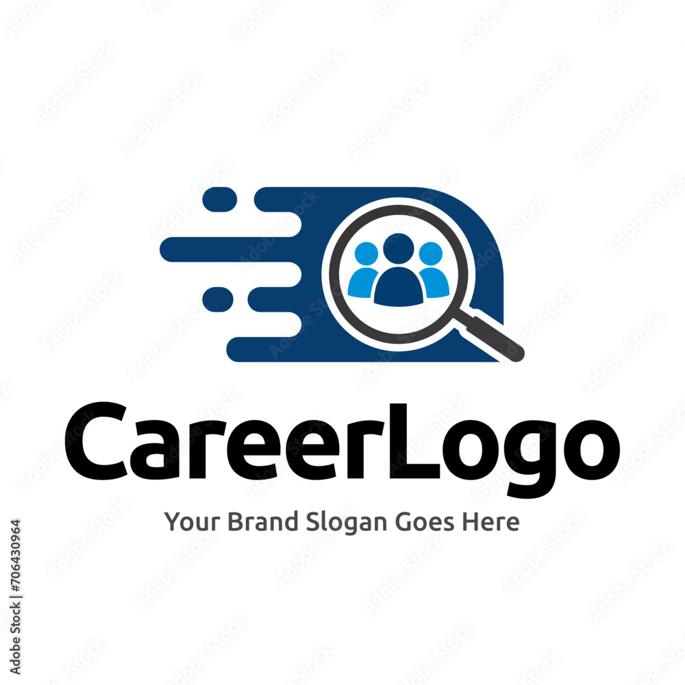 Wall mural Job logo finder design template. Creative concept of digital find job vector illustration.