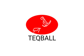 Teqball sport vector line icon. sportman, playing teqball. sport pictogram illustration.