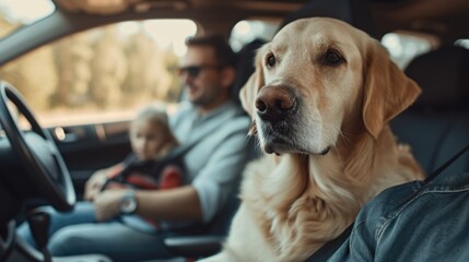 A dog is sitting in the driver's seat of a car. Suitable for pet-related content and humorous captions