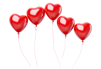 Love heart-shaped red balloons, cut out