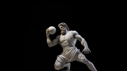 Fototapeta na wymiar Marble statue of an antique athlete with a basketball in his hands. Sports Lifestyle Concept