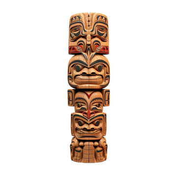 Carved Totem on transparent background