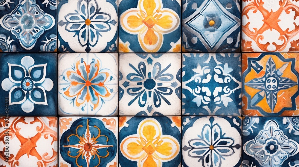 Poster A close-up shot of a variety of different colored tiles. Perfect for adding a pop of color to any design project
