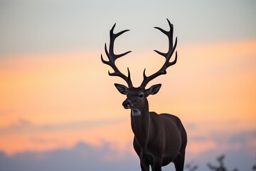 kudu silhouette against sunset sky