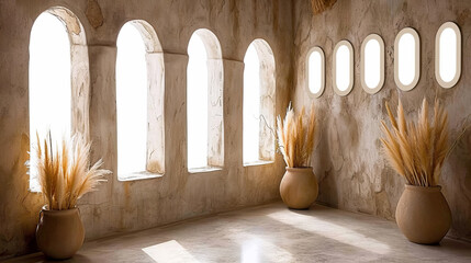 Empty room interior with concrete walls. natural lighting from window