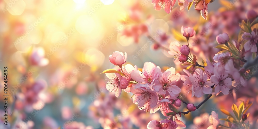 Poster a close-up view of a bunch of flowers on a tree. perfect for nature and botanical themes