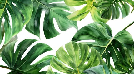 A painting depicting a bunch of green leaves. Can be used to add a touch of nature and freshness to any space