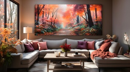 modern bright interiors living room mockup illustration 3D rendering computer digitally generated image