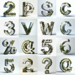 A 3D Lettering That Blends Concrete With Nature. AI generated illustration