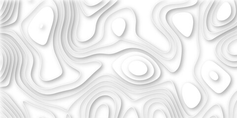 Abstract wavy line 3d paper cut white background. Seamless pattern with lines Topographic map. Geographic mountain relief. Abstract realistic papercut decoration textured wavy layers. curved shadow..
