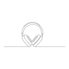 headphone continuous line drawing. Listening music wireless gadget. Vector illustration isolated on white
