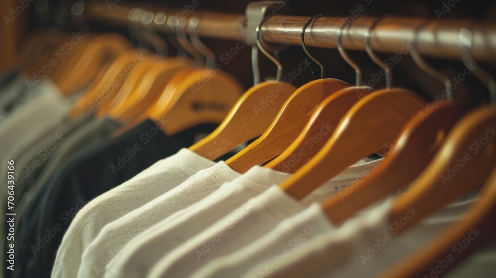 Poster a row of clothes hanging on a rail. ideal for fashion and clothing concepts