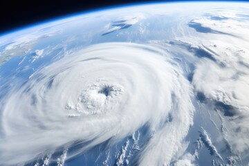 hurricane view from space, showing swirling clouds - obrazy, fototapety, plakaty