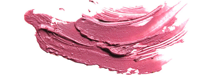 lipstick smudge or color paint  texture on white background. Beauty makeup product swatch concept