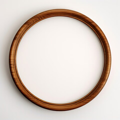 Circular Wooden Frame on White Wall