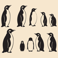 Penguin set black silhouette art