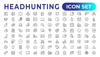 Foto op Plexiglas Headhunting icon set. Recruitment icon set Included the icons as Job Interview, Career Path, Resume, Job hiring, Candidate and Human resource icons. Vector illustration. © artnazu