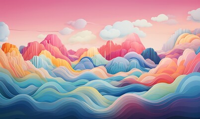 A colorful cloud with wavy lines on it, in the style of surreal 3d landscapes, textural explorations. Generative Ai