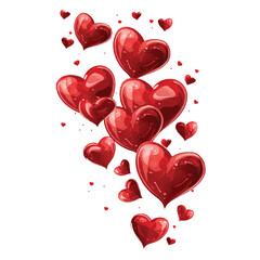 Cute valentines hearts flying on white background icon