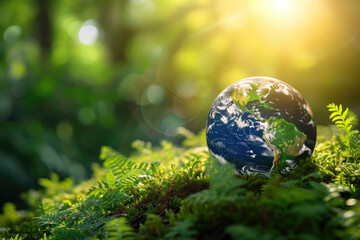 Obraz na płótnie Canvas earth globe with green grass