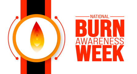 February is National burn awareness week background template. Holiday concept. background, banner, placard, card, and poster design template with text inscription and standard color. vector - obrazy, fototapety, plakaty