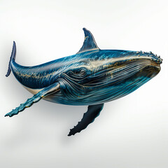 Majestic Humpback Whale in Blue Ocean Graceful Marine Mammal Swimming in Wild Environment, Generative Ai