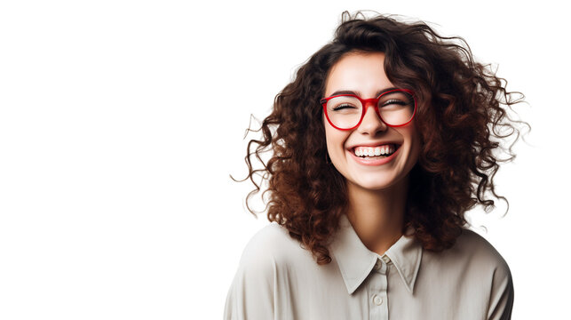 Smiling Glasses-Wearing Girl from France on a transparent background