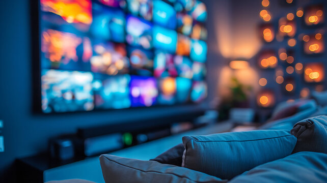 Watching TV shows and series, cable TV background