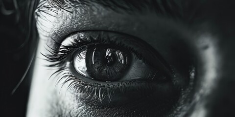 Obraz premium A detailed close-up of a person's eye. Perfect for illustrating concepts related to vision, emotions, or beauty